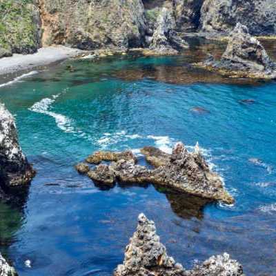 water next to the rock