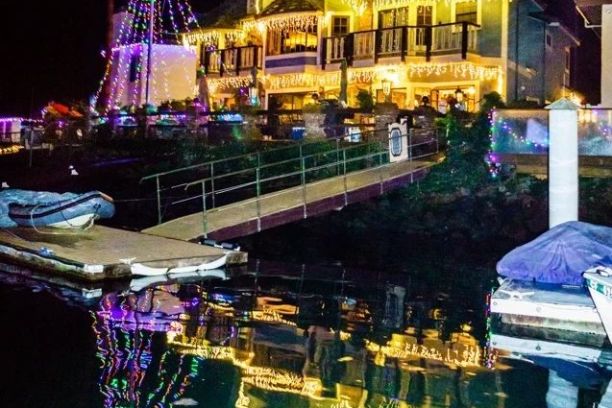 a lit up city at night