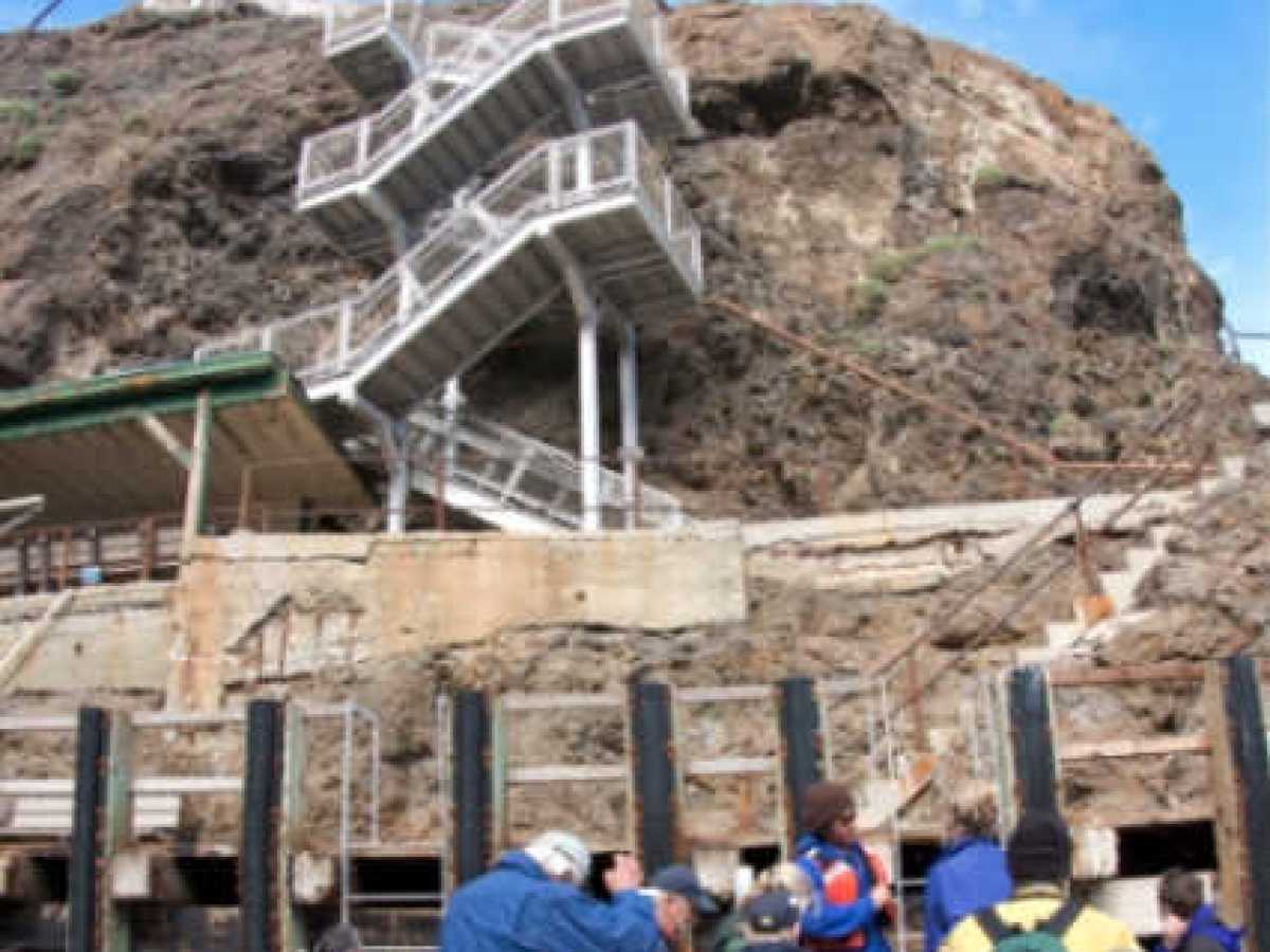 a group of people standing in front of a mountain